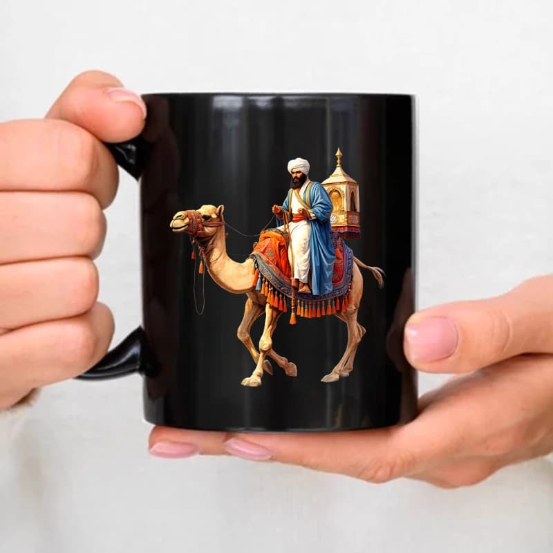 Black Camel Rider Ceramic Mug Set