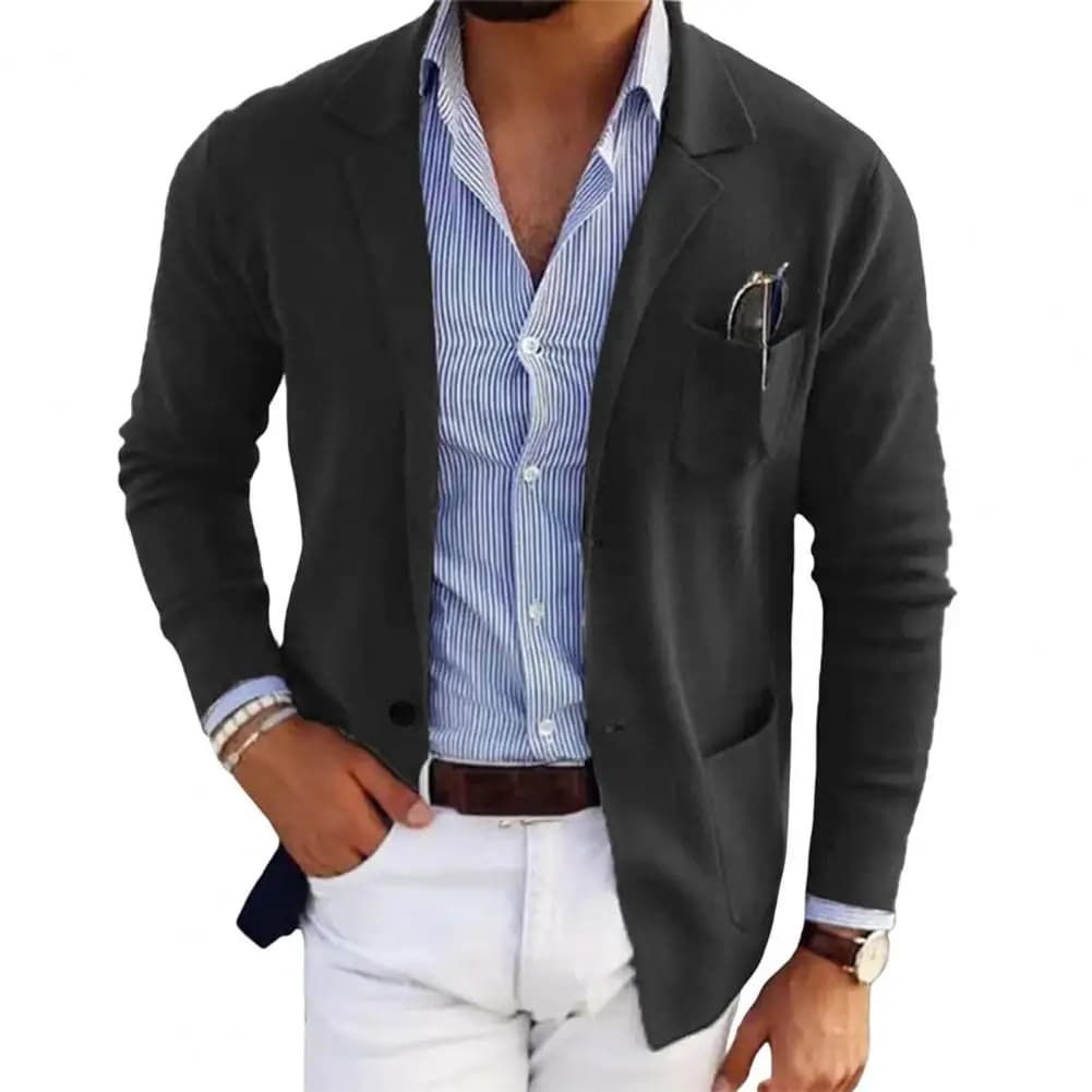 Men's Single-Breasted Solid Color Blazer