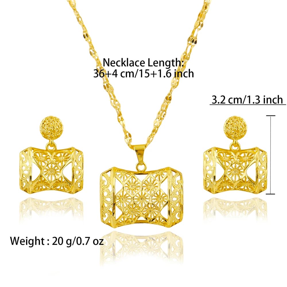 Dubai Gold Jewelry Set for Women Wedding Party Necklace Earrings Sets Indian Jewelry Set Free Shipping Bridal Costume Gifts