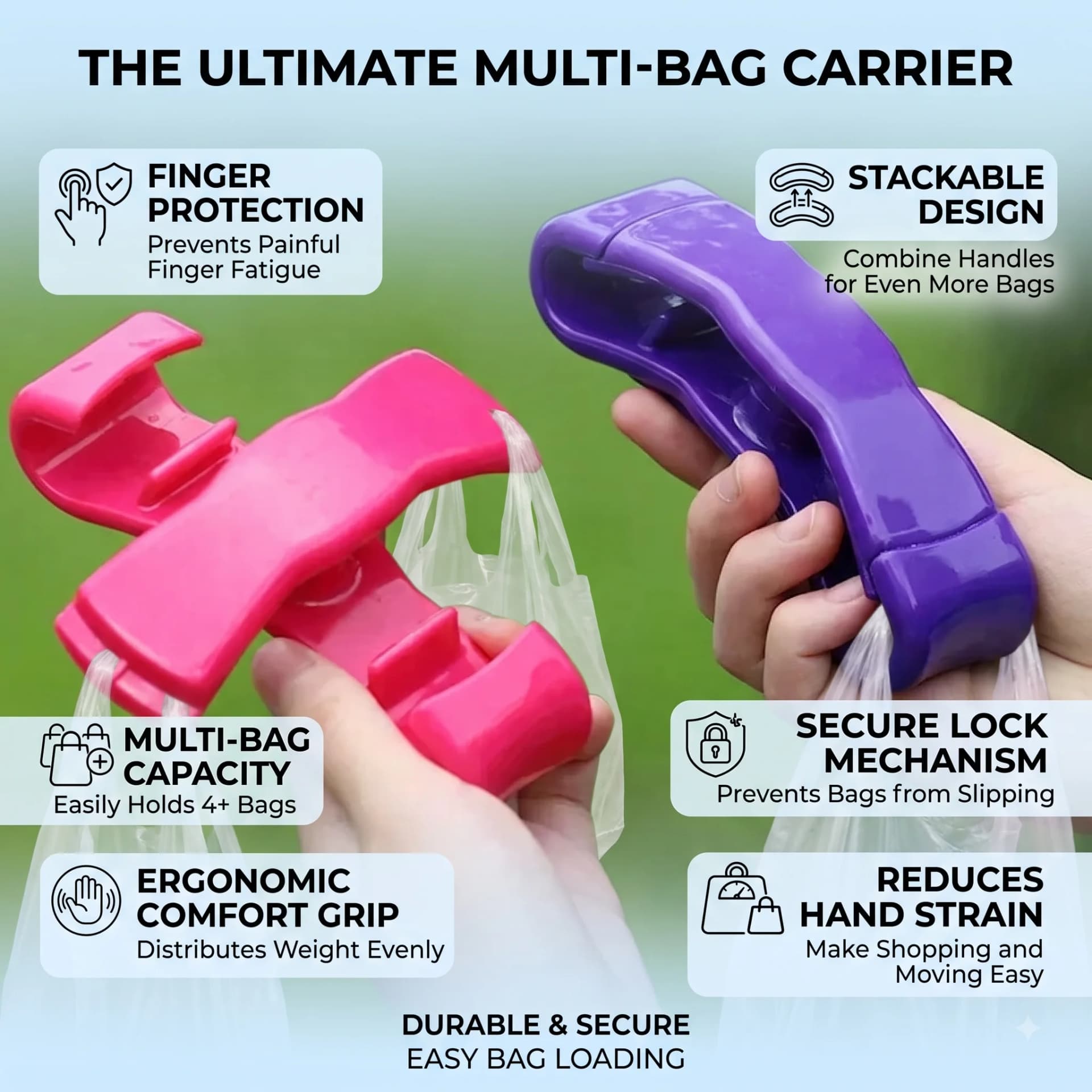 Ergonomic Grocery Bag Handle Carrier
