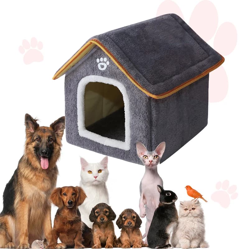 Small Pet Cave House with Removable Cushion
