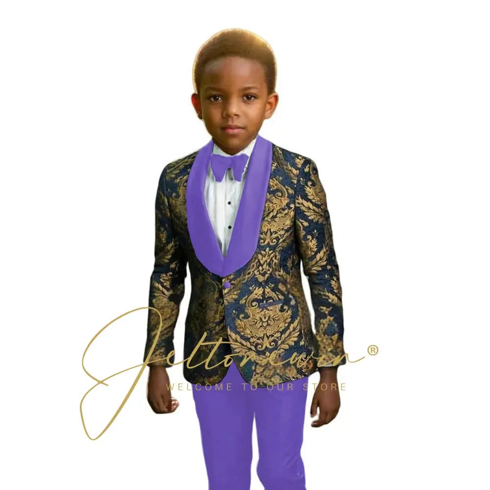 Navy Floral Boys Suit Set – 2 Pieces