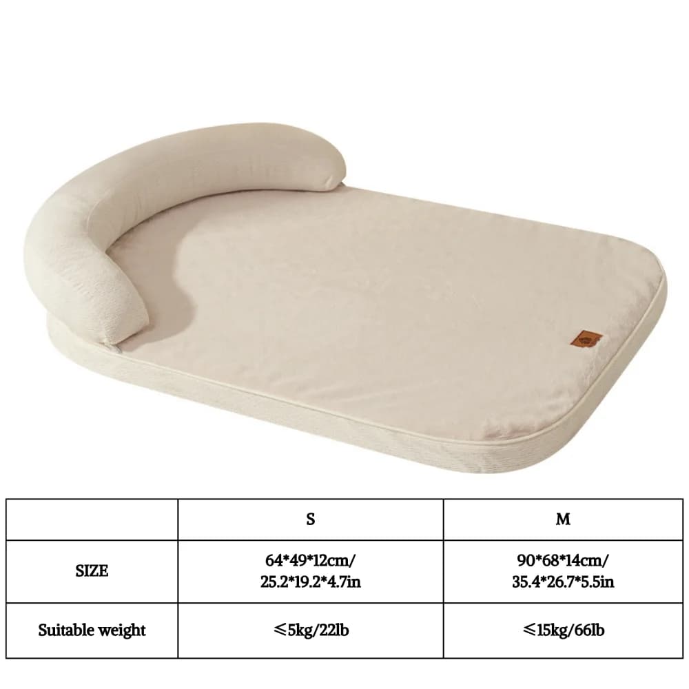 Sofa Dog Bed With Pillow Support Bolster