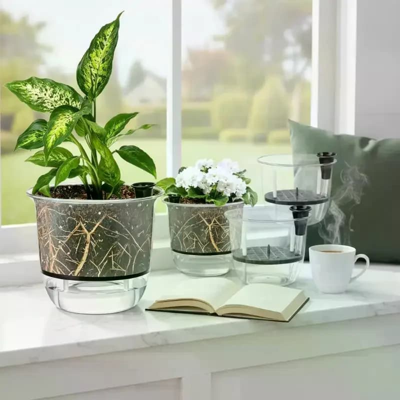 Self-Watering Clear Plastic Plant Pot