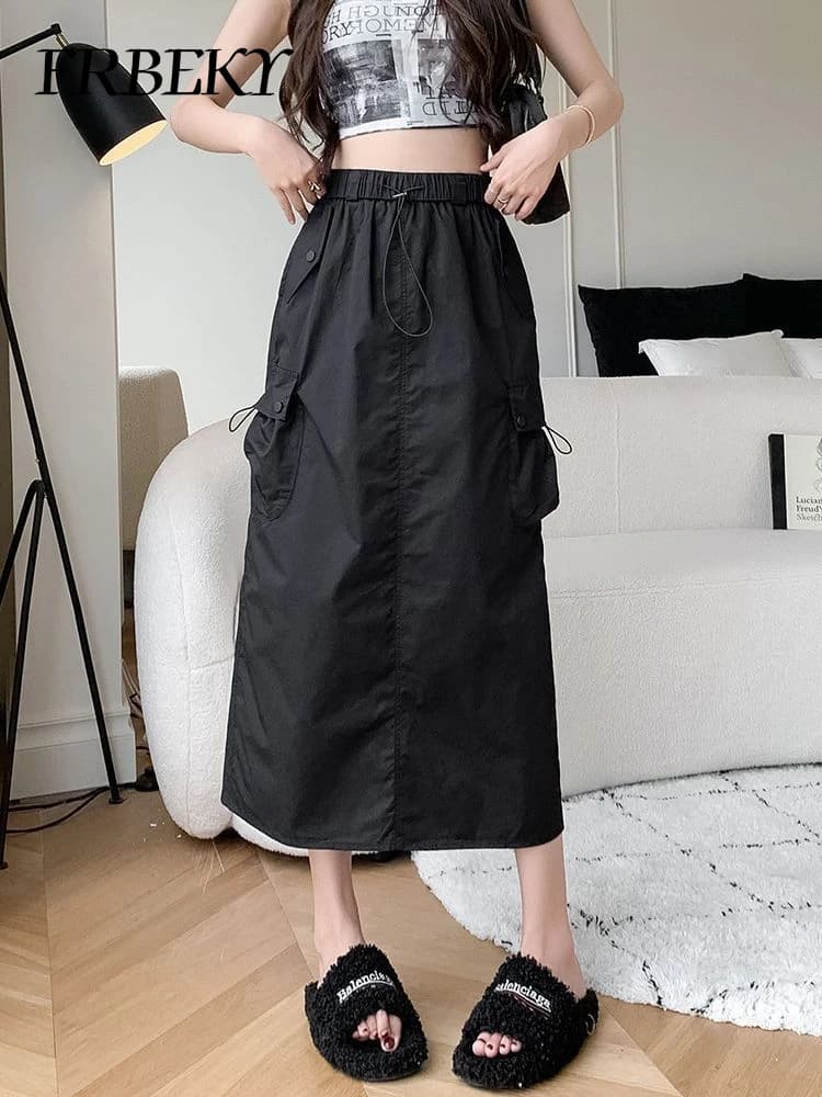 Women's Drawstring Workwear Midi Skirt