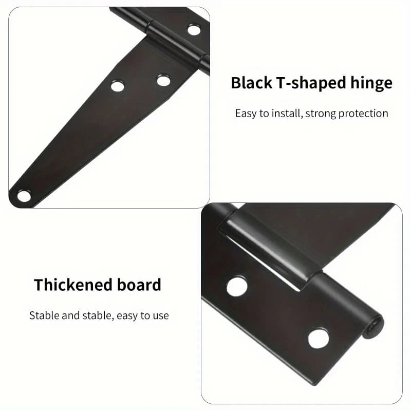 4 Inch Heavy-Duty Black T-Hinges with Screws