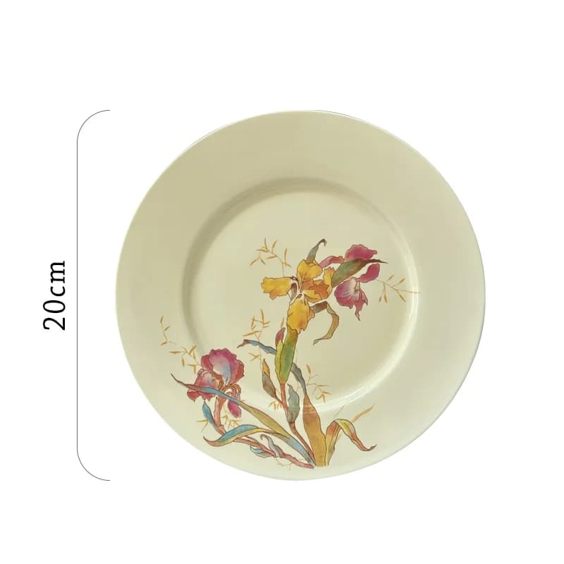 Ceramic Dinner Plate Set French Iris