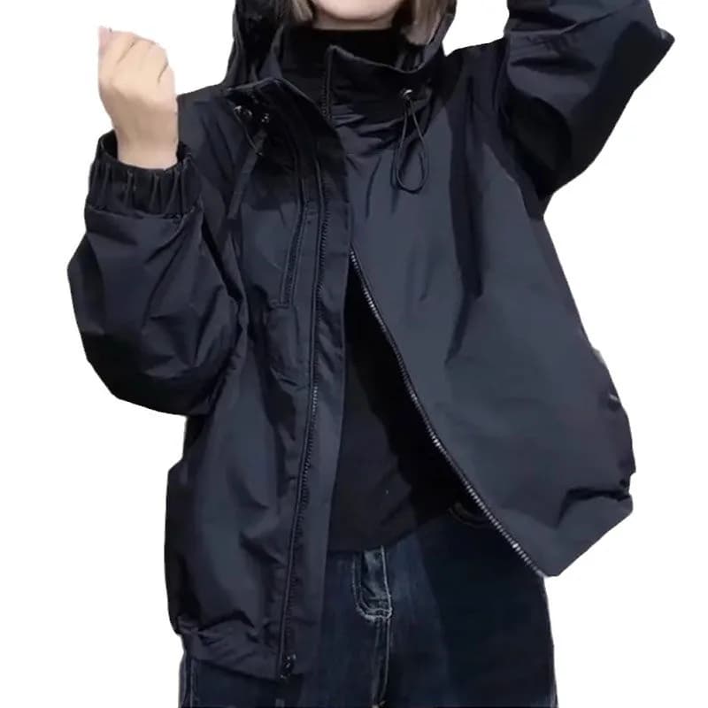 Women's Hooded Stand Collar Short Coat