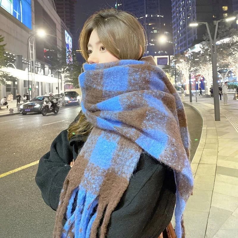 Winter Wool Plaid Scarf