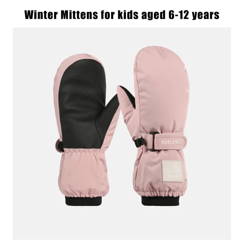 Kids Waterproof Snow Mittens Long Cuff