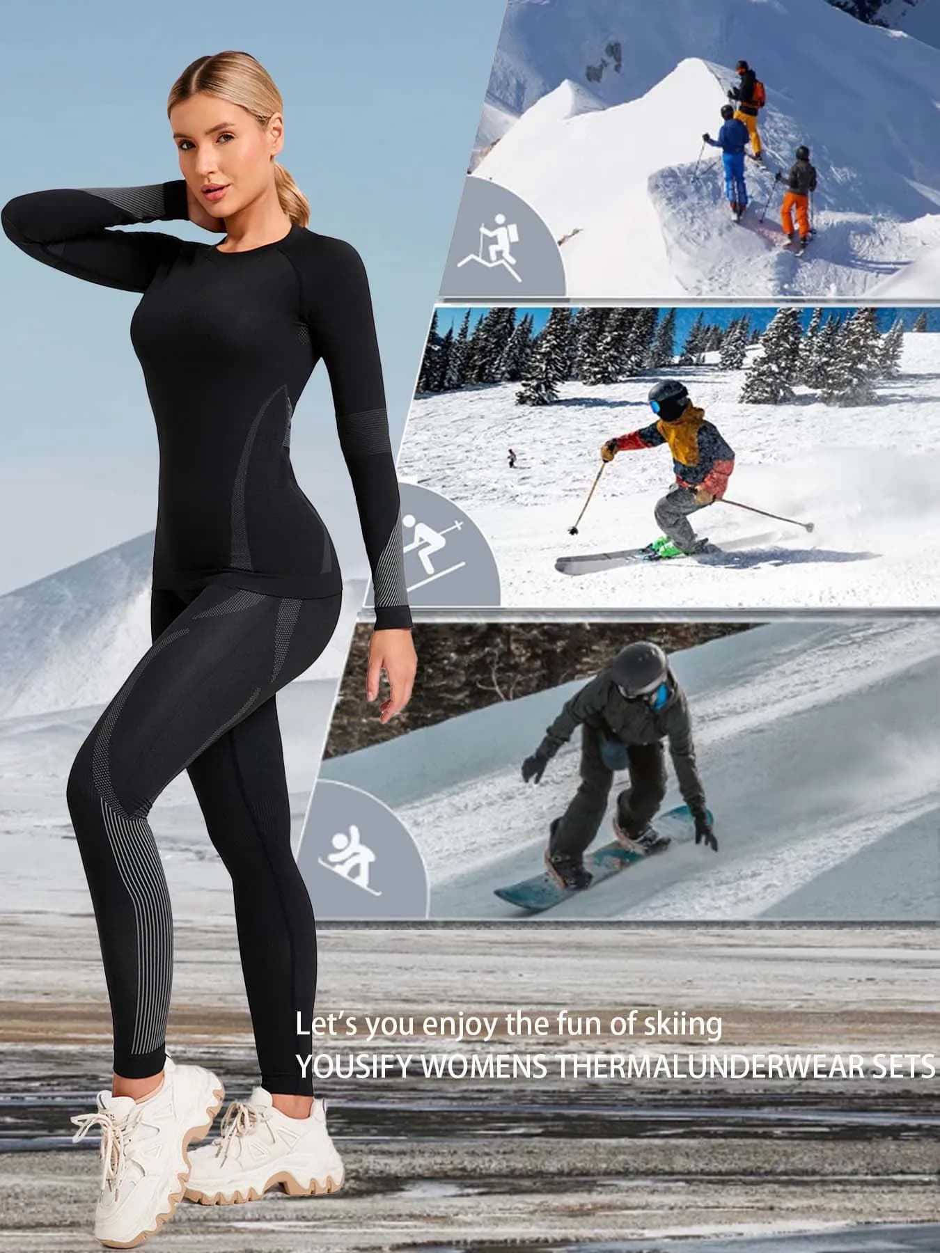Womens Thermal Underwear Base Layer Set