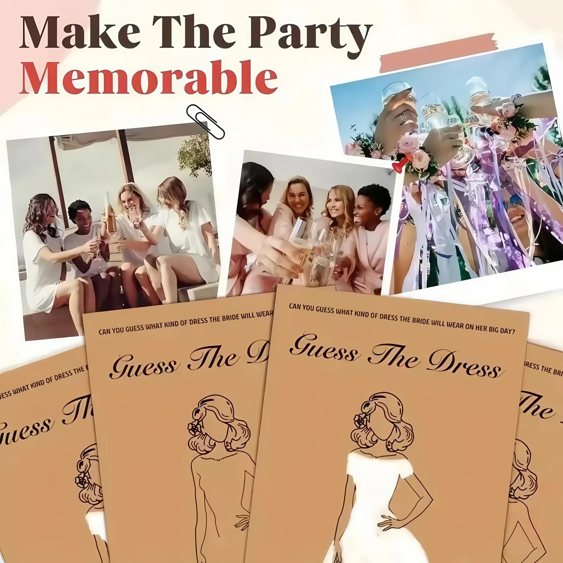 Bridal Shower Dress Guessing Game Cards Set