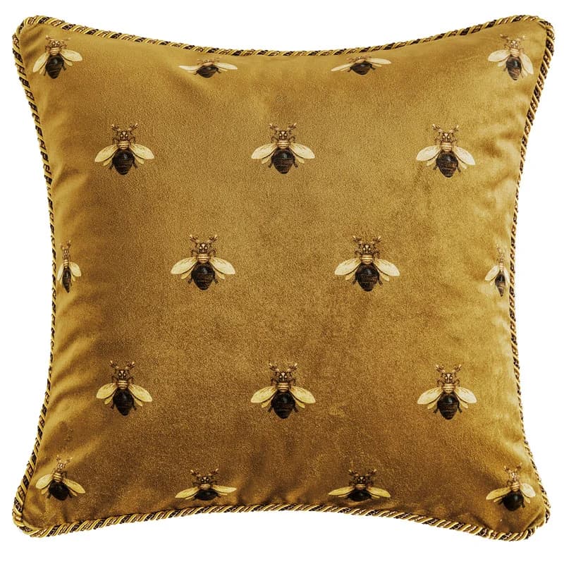 Bee Honey Golden Velvet Throw Pillow Cover