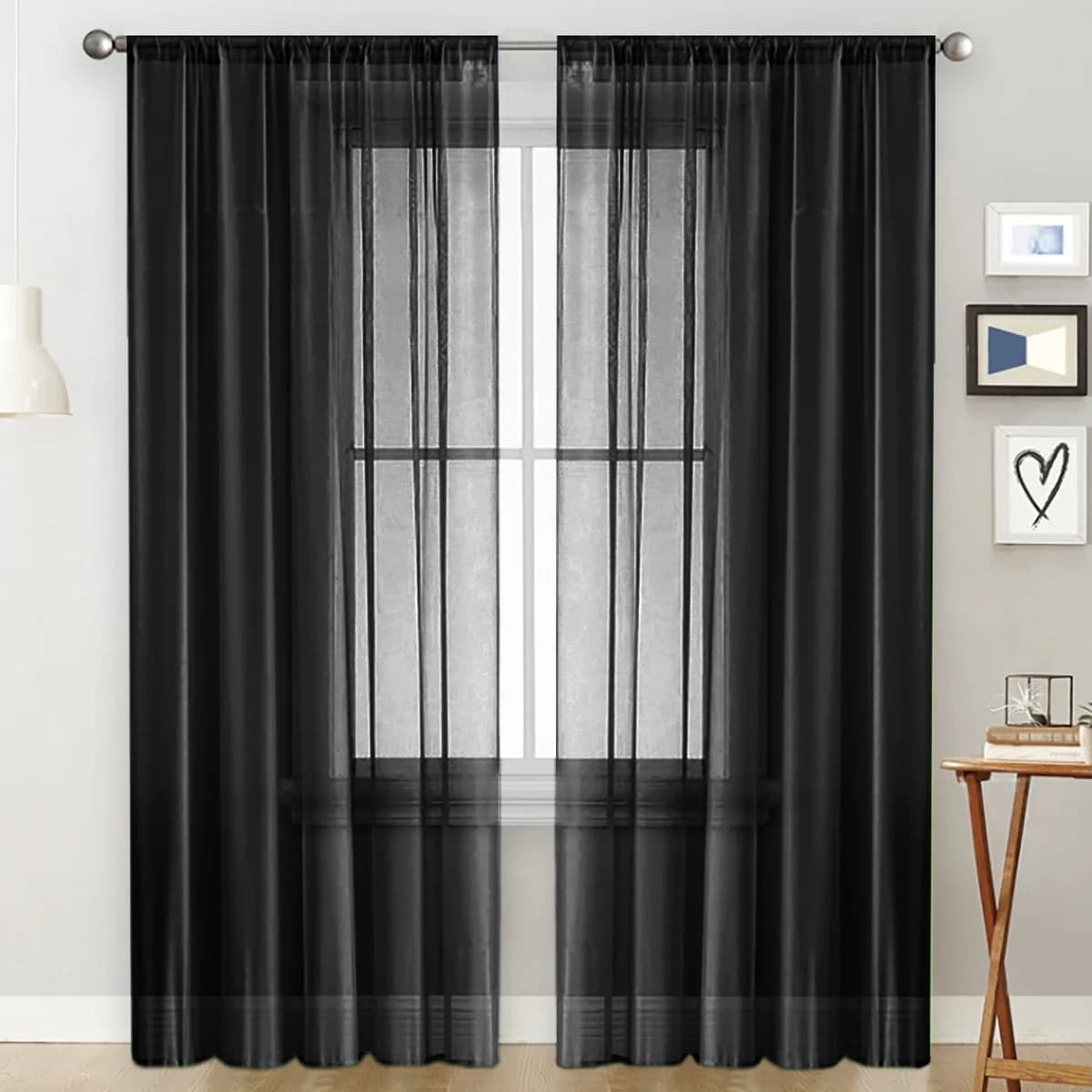 Sheer Tulle Curtains with Rod Pocket