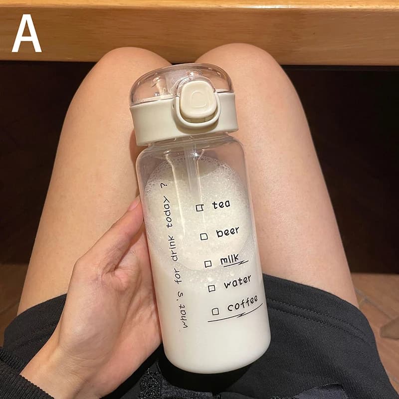 Cartoon Plastic Water Bottle with Straw