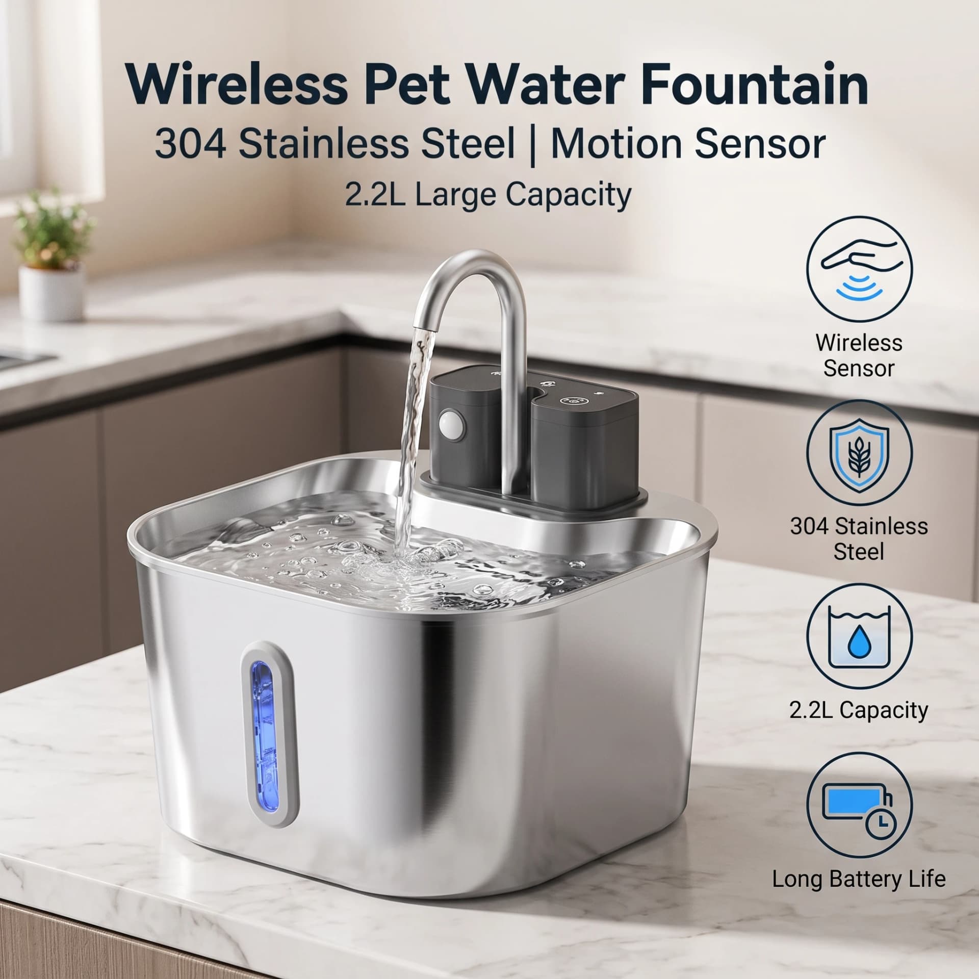 Wireless Rechargeable Cat Water Fountain