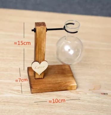 Wooden Frame Glass Hydroponic Vase