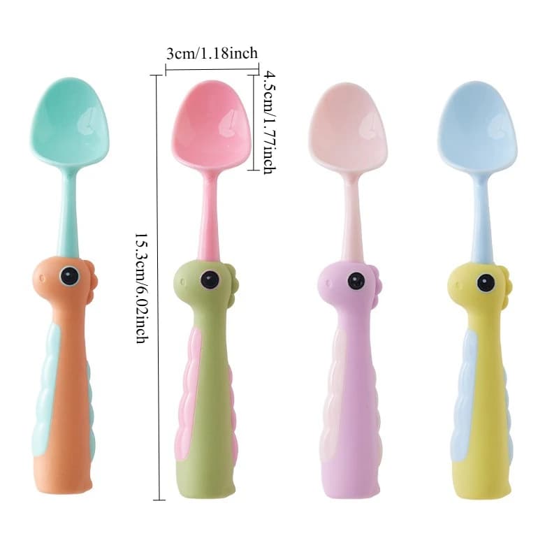 Cartoon Dinosaur Baby Spoon with Standing Base