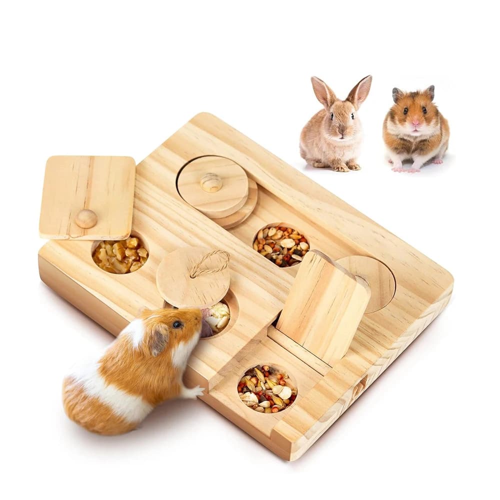 6-in-1 Wooden Foraging Toy for Small Pets