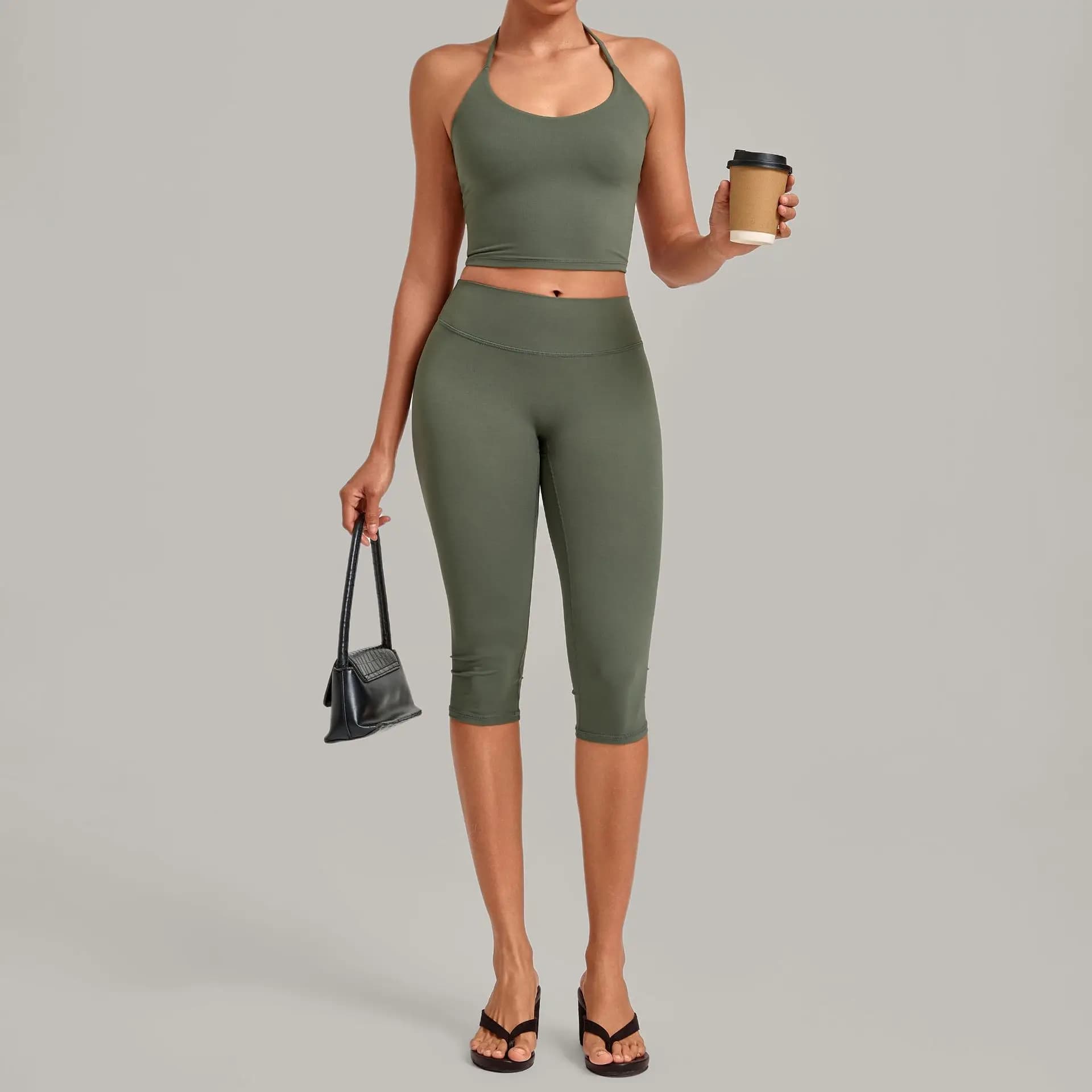 Women's High Waist Capri Yoga Set