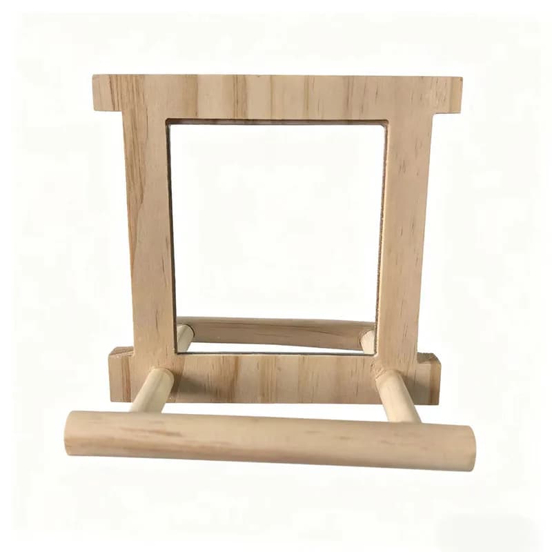 Bird Mirror Perch Toy with Rope Stand