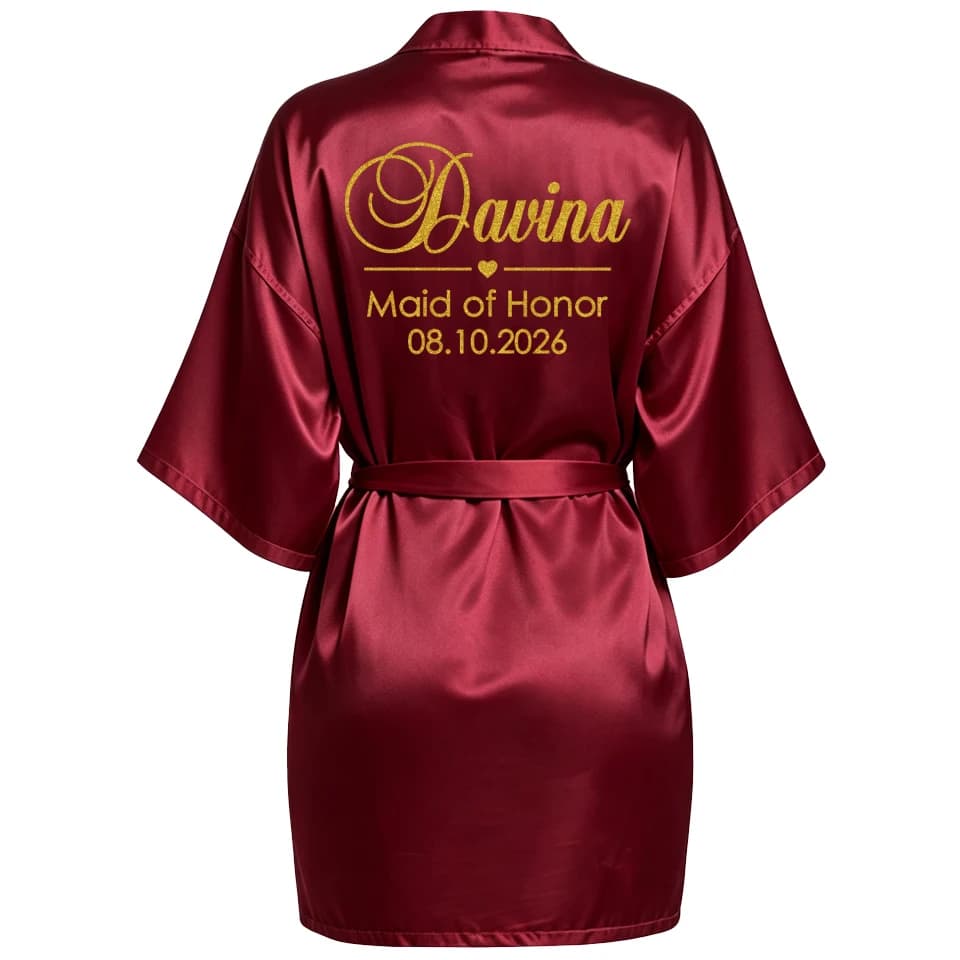 Personalized Faux Silk Bridal Robe
