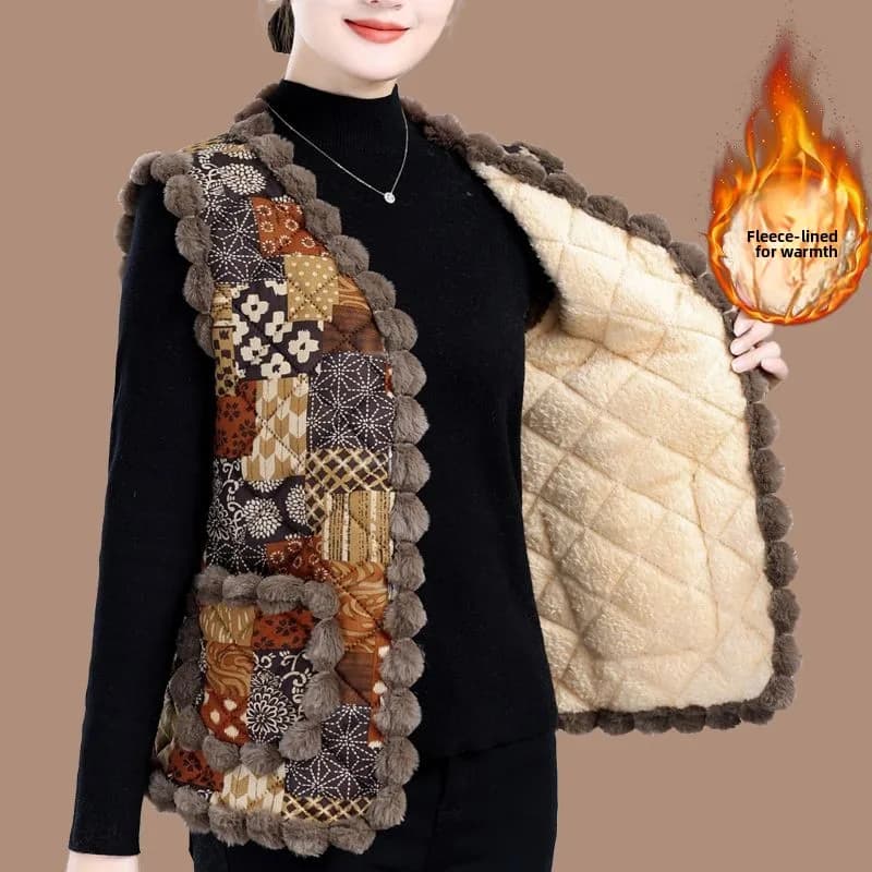 Check Pattern Fleece Warm Vest