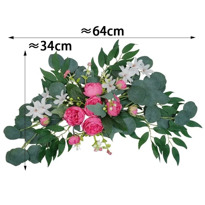 Boho Red Rose Eucalyptus Wedding Arch Garland