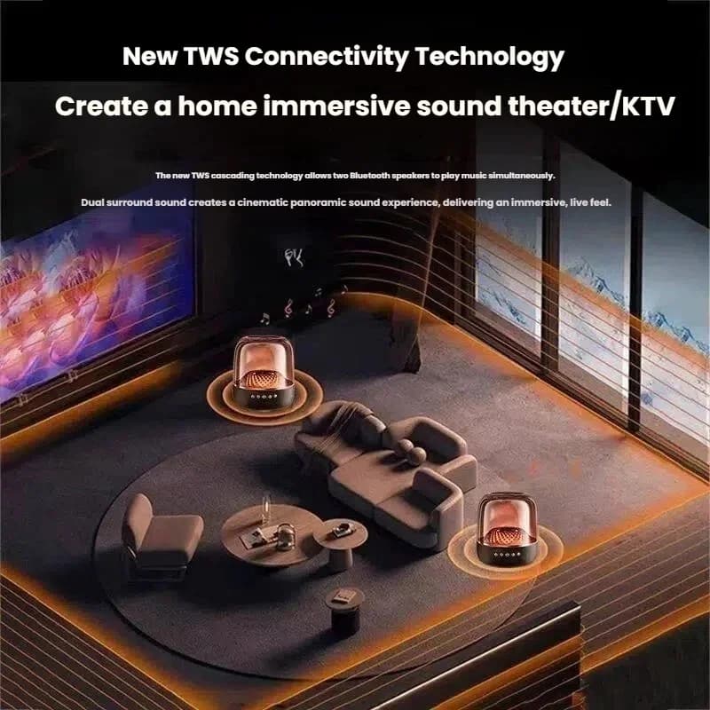 Bluetooth 5.3 HiFi Stereo Speaker Wireless Soundbar Subwoofer with Breathing Light Portable Home Theater Audio