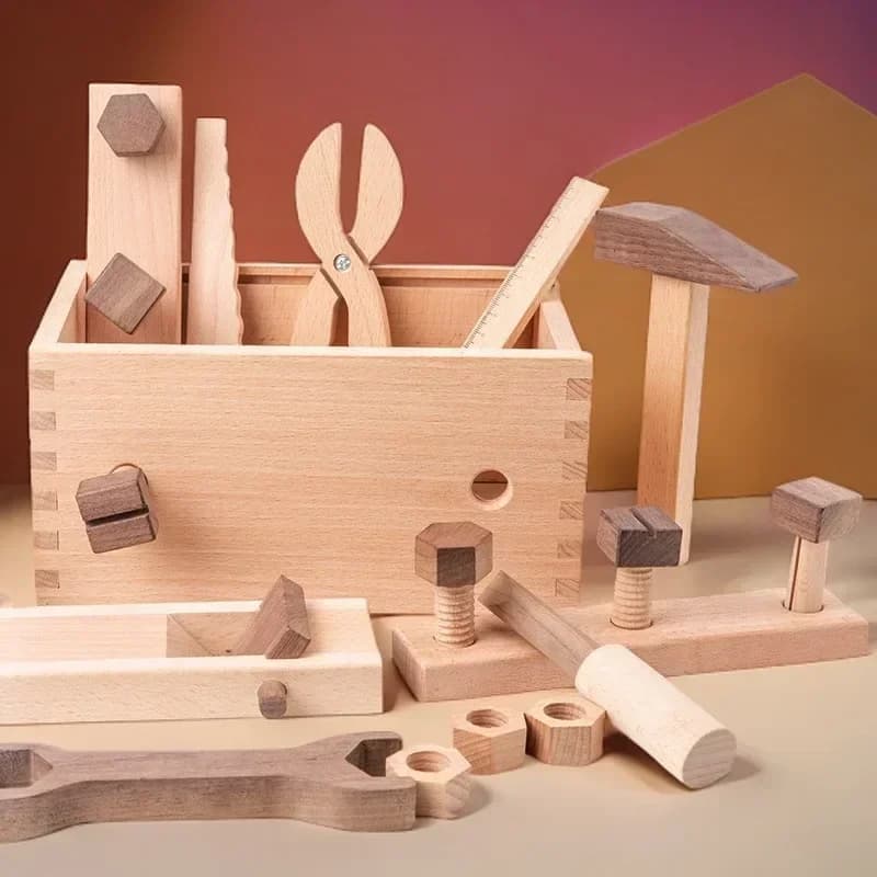 Wooden Kids Tool Set with Storage Box