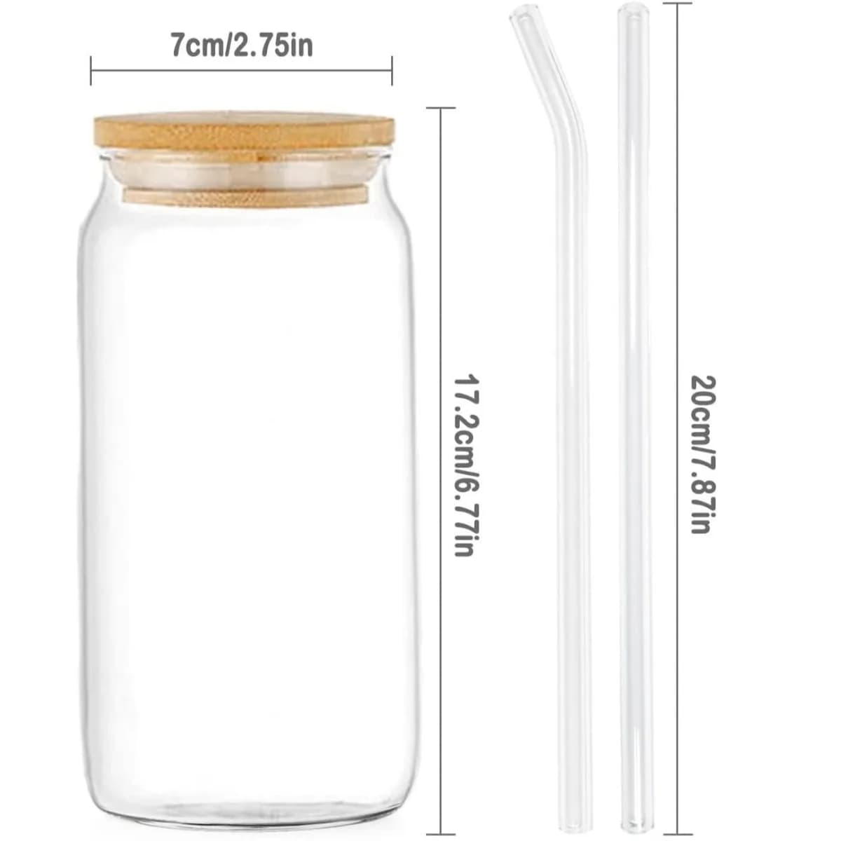 16oz Glass Tumbler With Bamboo Lid and Straw