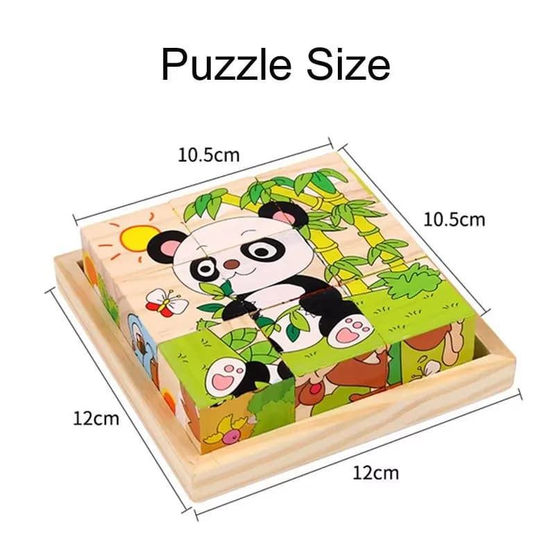 Wooden Animal Cube Puzzle Blocks