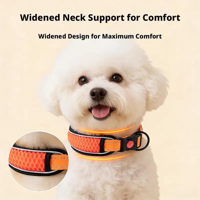 Dog Collar, Adjustable Soft Pet Collar with Escape-Proof Locking Buckle, Breathable Honeycomb Net Design for Small Large Dogs