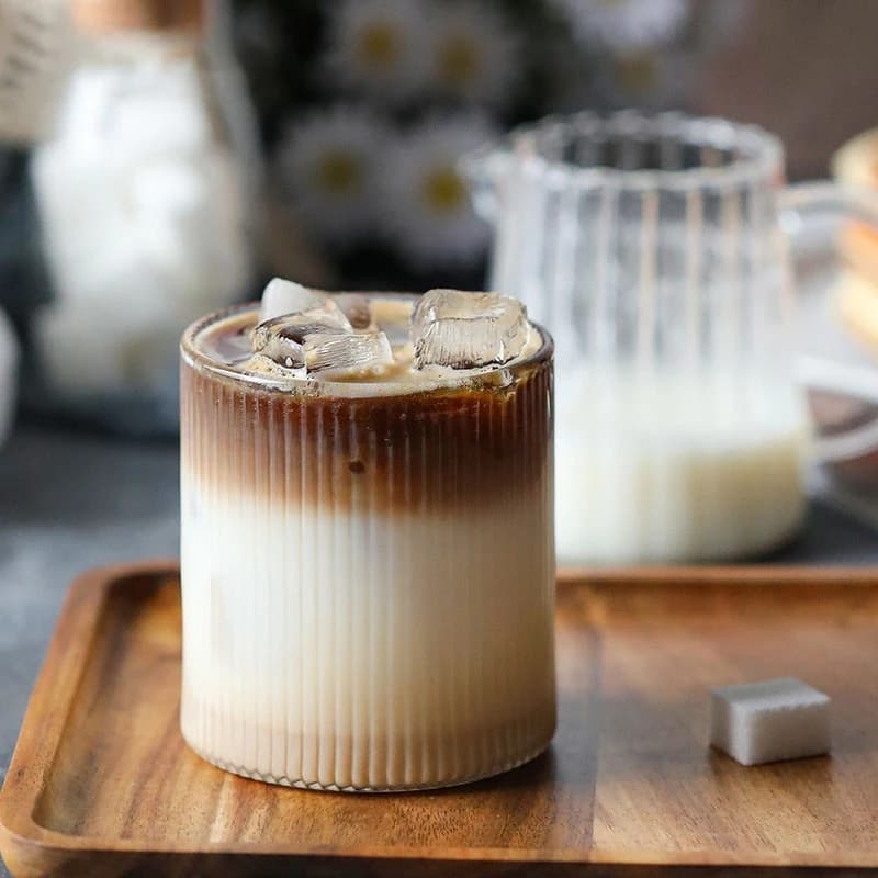 Ribbed Glass Drinking Cups