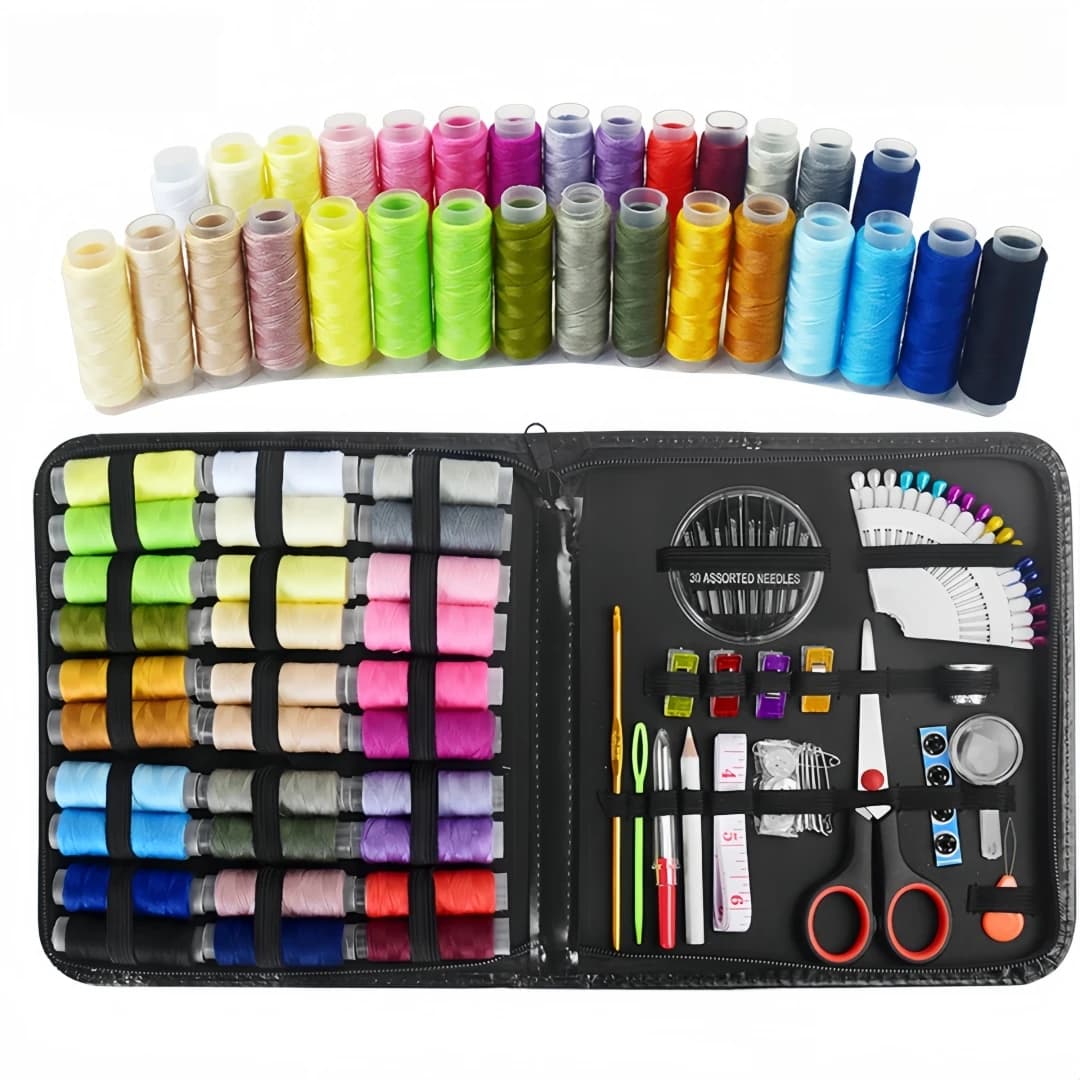 Sewing Kit Complete Set with Threads Needles Scissors Tape Measure Buttons and More for DIY Handcraft Projects Home and Travel