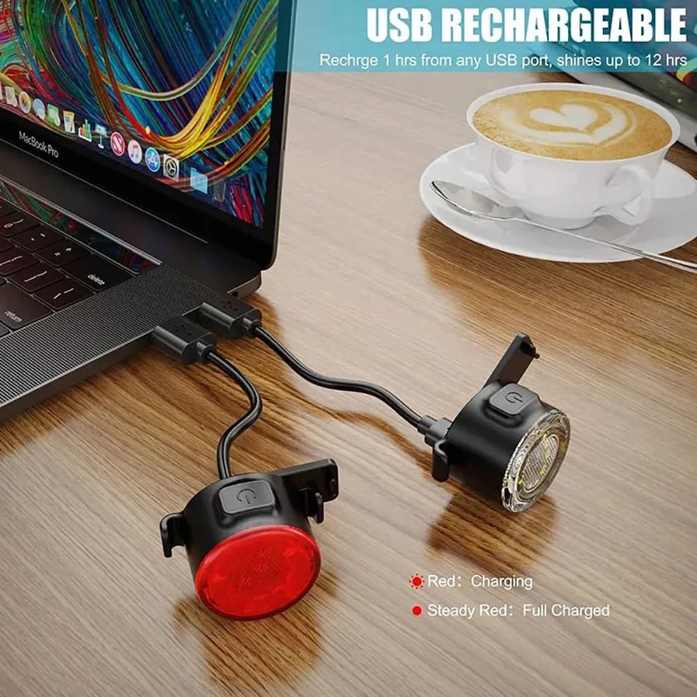 Bike Front and Rear Light Set USB Rechargeable