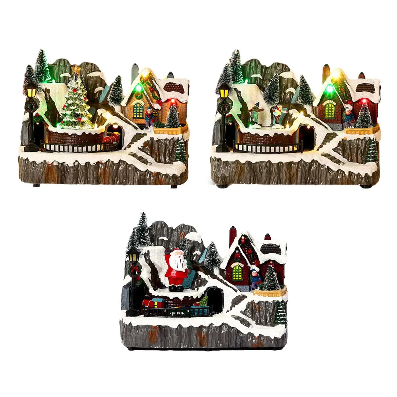 Luminous Christmas Cabin Figurine with LED Light