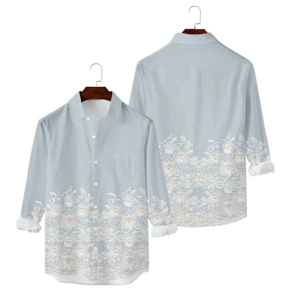 Retro Floral Hawaiian Button-Up Shirt