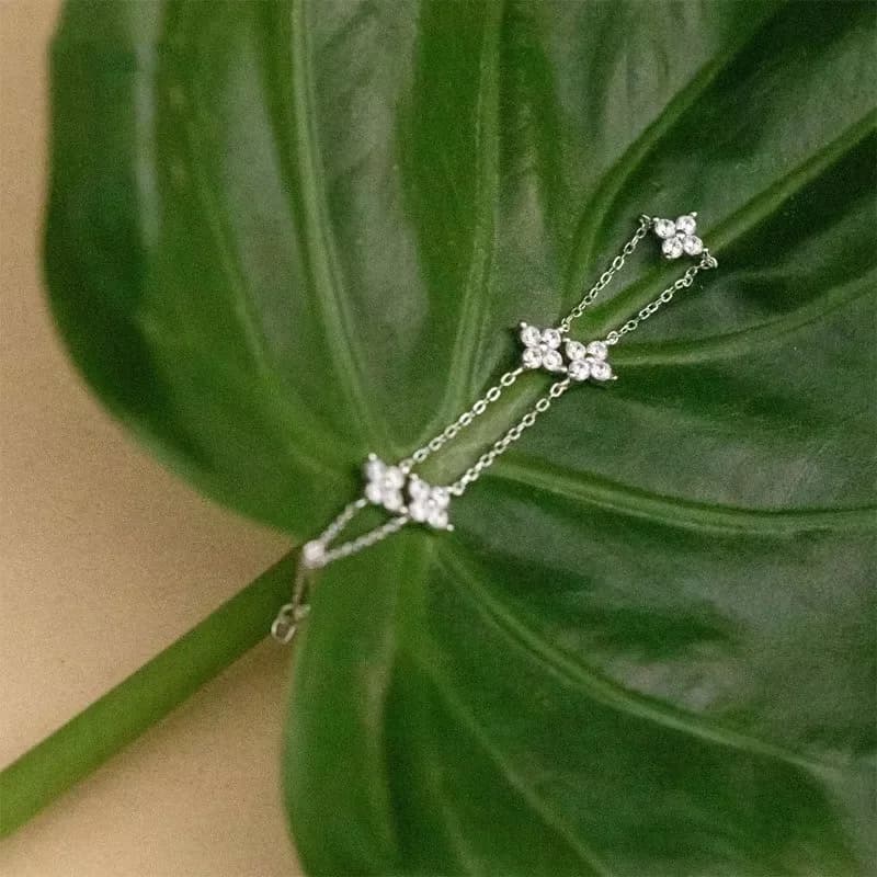 Crystal Four Leaf Flower Gold Stainless Steel Bracelet
