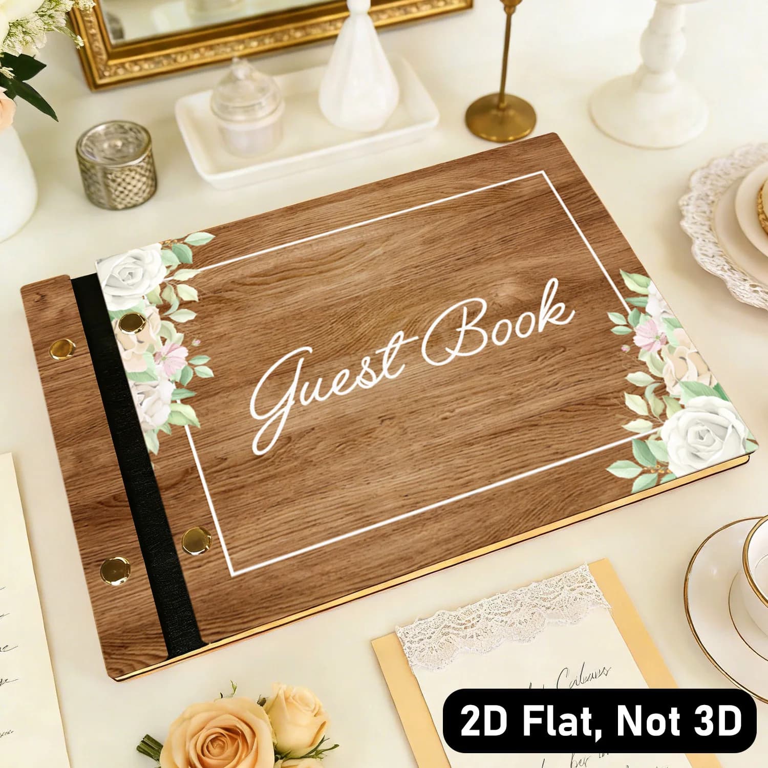 Wooden Guest Book with 40 Pages