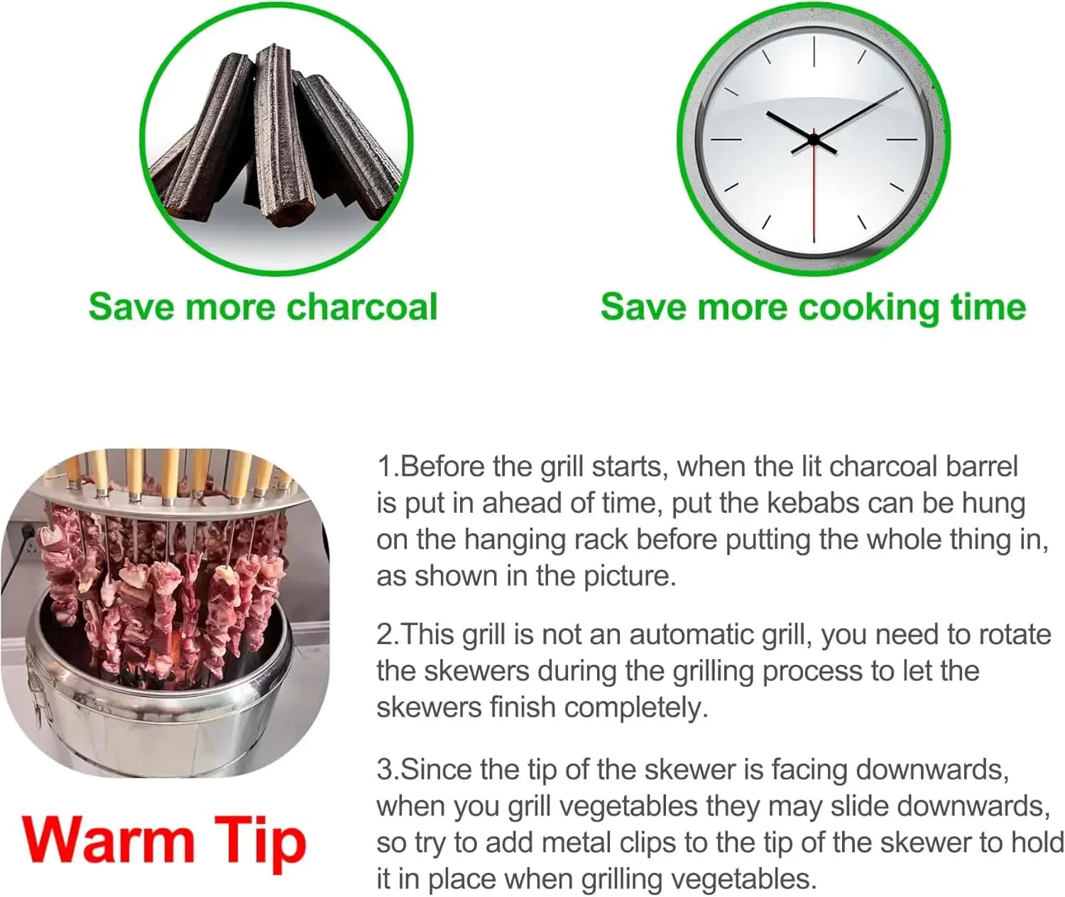 Portable Charcoal Hanging Grill Stainless Steel