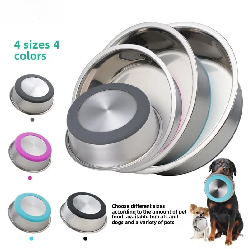 Stainless Steel Pet Bowl with Silicone Base