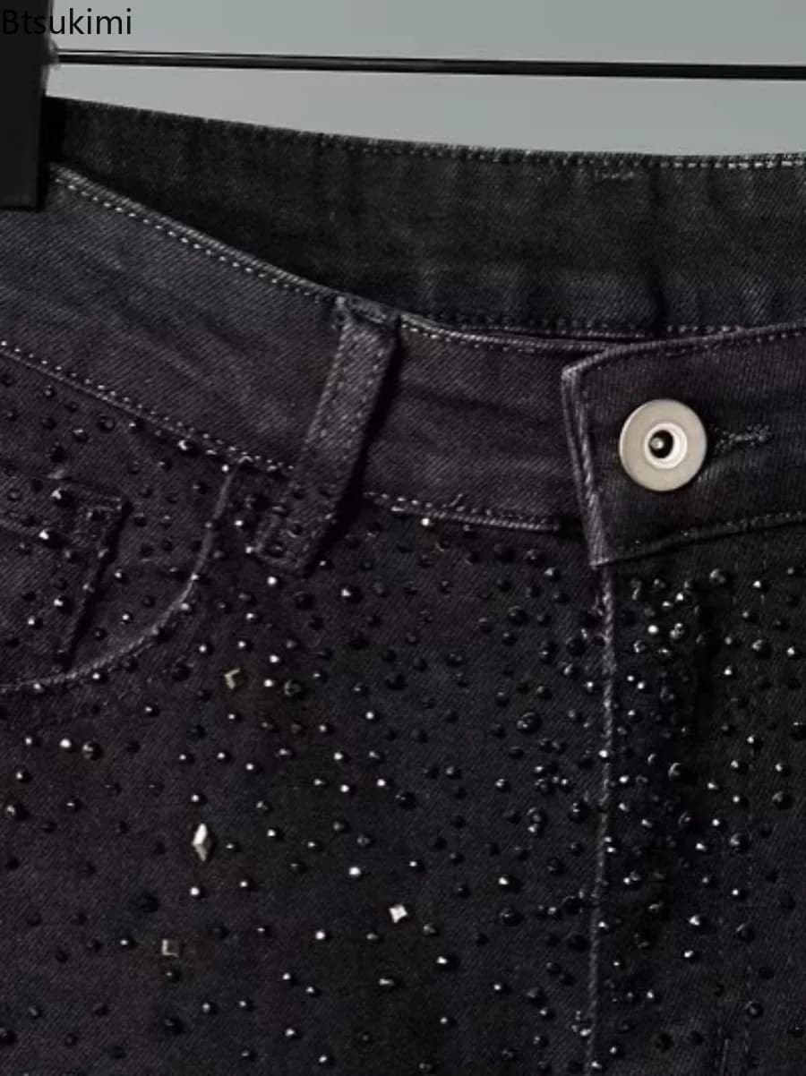 Men's Black Diamond Star Embellished Jeans