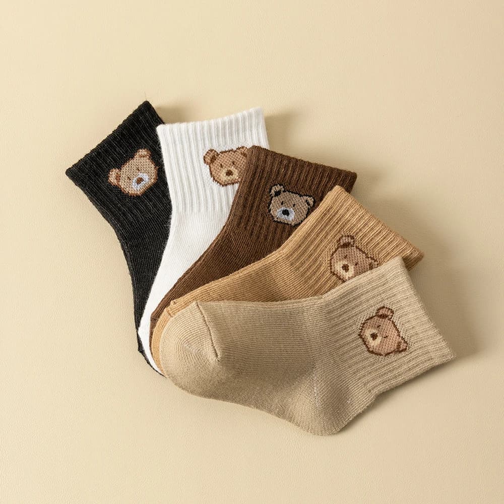 Baby Toddler Socks with Cartoon Bear Pattern