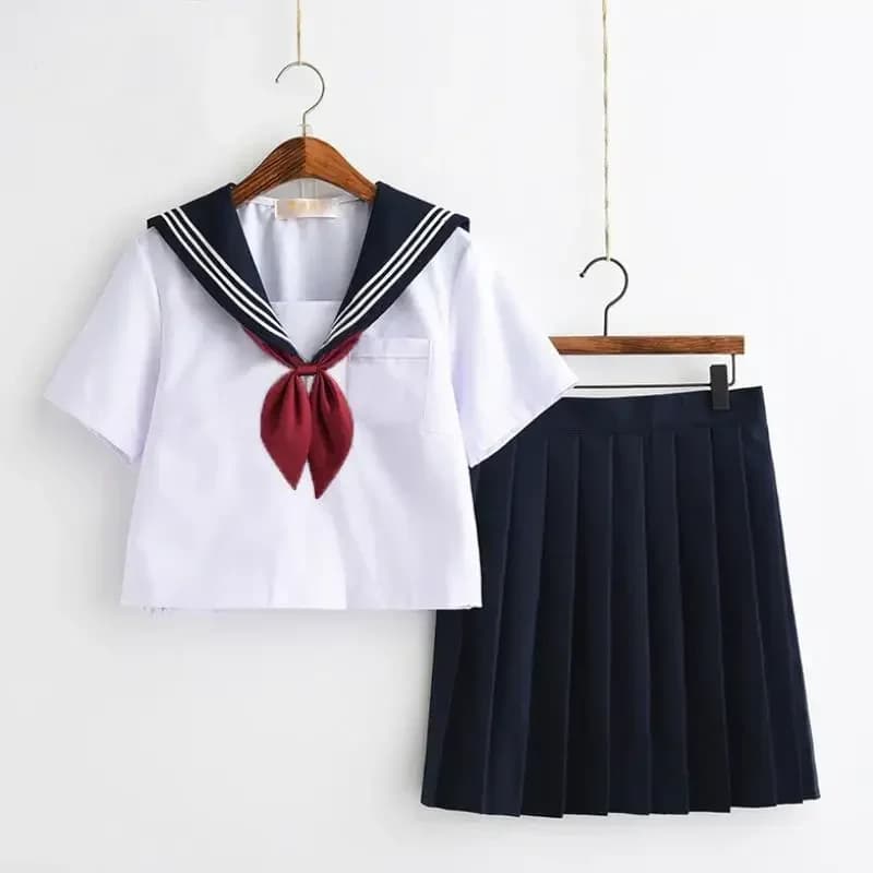 White Japanese Sailor School Uniform For Girls