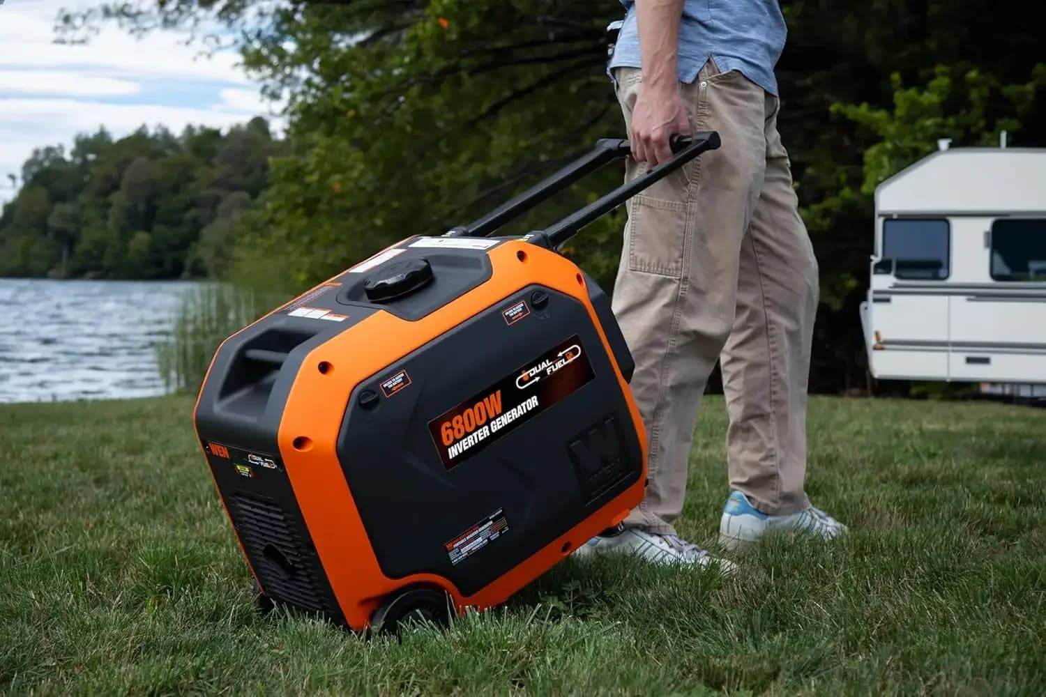 Home Emergency Generator RV-Ready Quiet 6800W Dual Fuel Electric Start Inverter Generator With CO Watchdog Fuel Shut Off