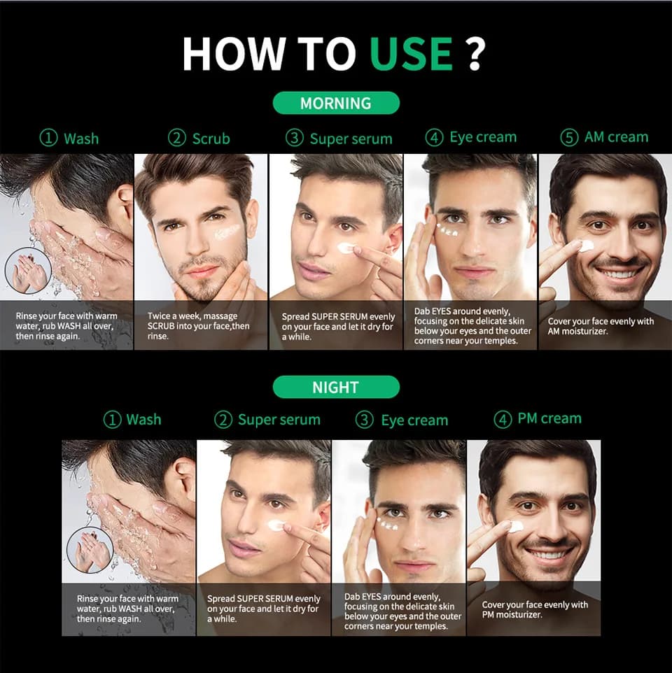 Men's Skin Care Kit - 3 in 1 Set with Face Wash, Moisturizing Cream & Eye Cream, Daily Anti-Aging & Oil Control Facial Treatment