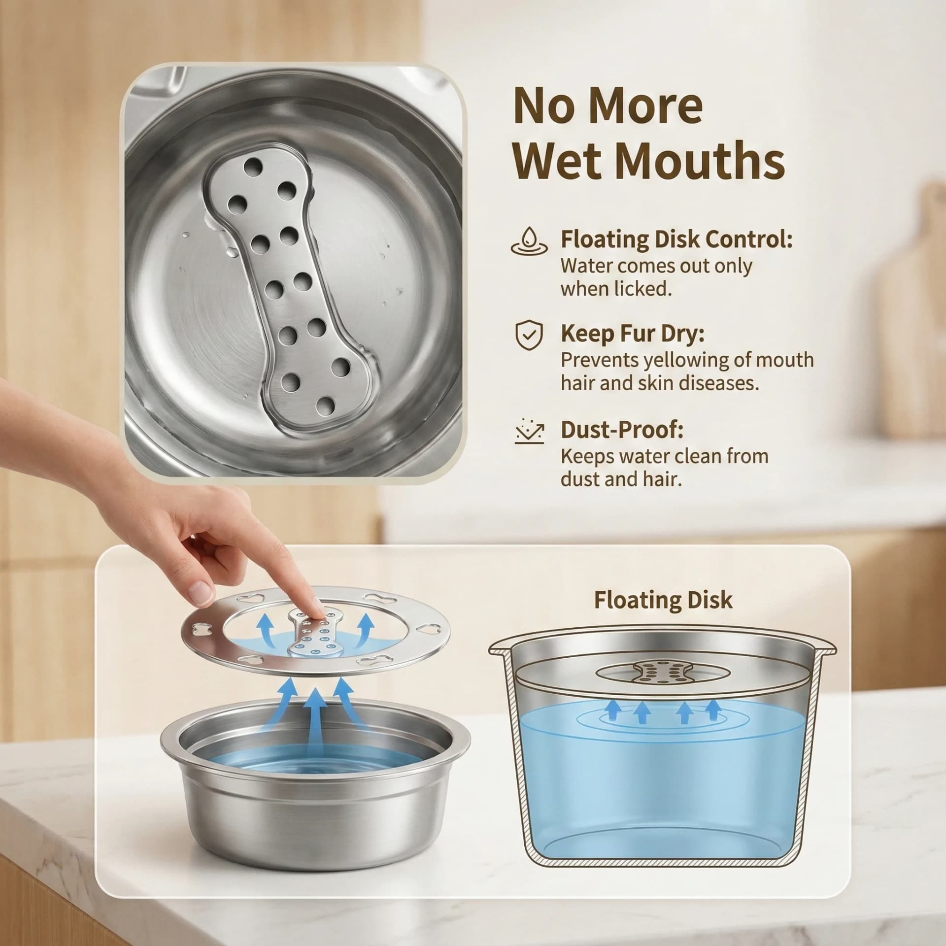 Stainless Steel Slow Pet Water Bowl