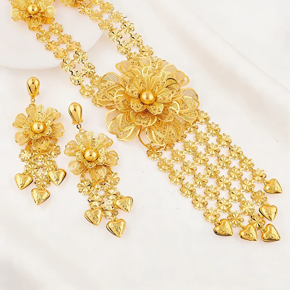 Middle East Jewelry Set Luxury Jewelry Sets Gold Plated Jewelry Tassel Necklace and Earrings Jewellery Set Wholesale