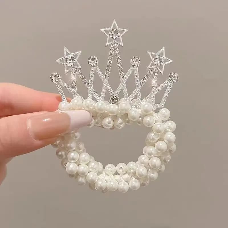 Hair Accessories Kids Hair Bands Elastic Rubber Bands Girls Hair Accessories New Fashion Pearl Crown Princess Cute Baby Headwear